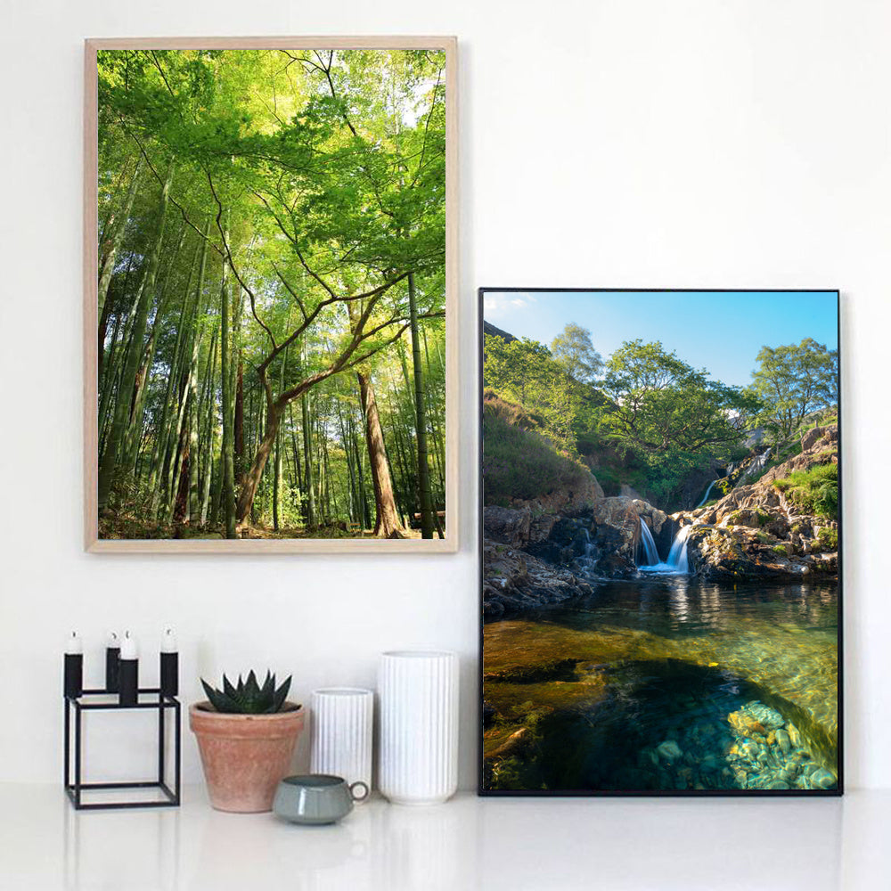 Peinture Paysage Moderne – Forêt d’Été sur Toile