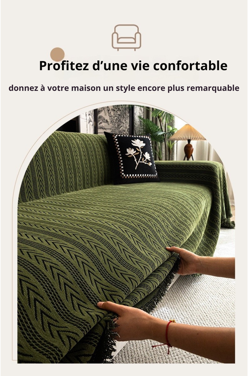 Housse de canapé en chenille – élégante, anti-taches et tout-en-un